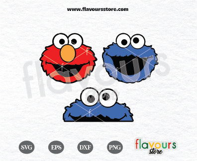 Cookie Monster Bundle Svg, Cookie Svg, Cookie Monster Face Svg, Elmo Face Svg, Sesame Street SVG Cut File Cricut 