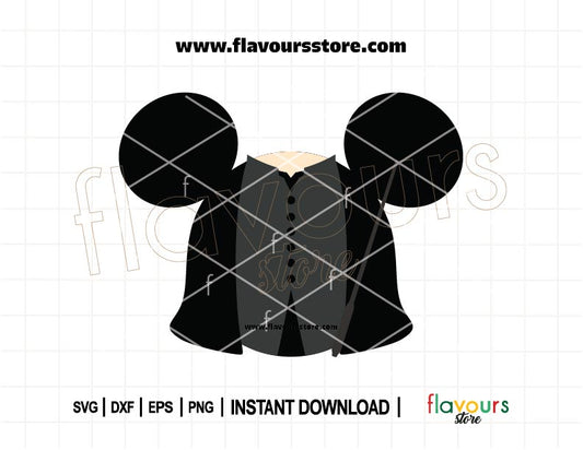 Snape-inspired mouse ears SVG file with wizard-themed elements, compatible with Cricut and Silhouette for magical DIY projects.