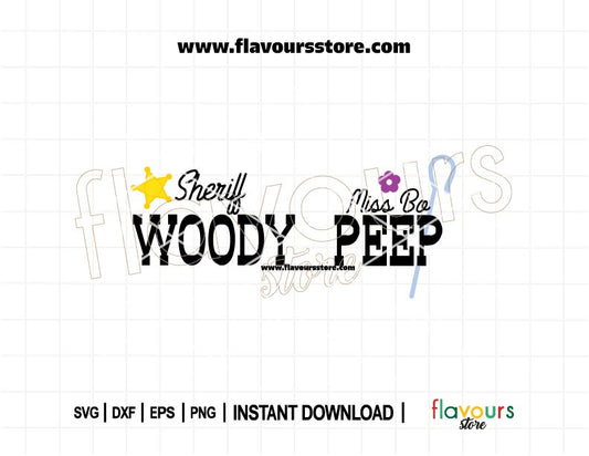Sheriff Woody and Bo Peep SVG cut file inspired by Toy Story, perfect for Cricut Valentine’s Day crafts and Disney couple-themed projects.