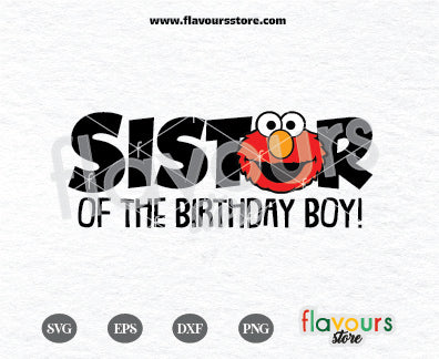 Sister of the Birthday Boy, Elmo Svg, Sesame Street Birthday SVG Cut File