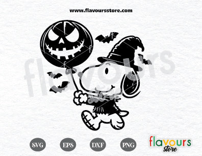 Snoopy holding a jack Balloon, Halloween, Jack Skellington, Halloween SVG Cut File