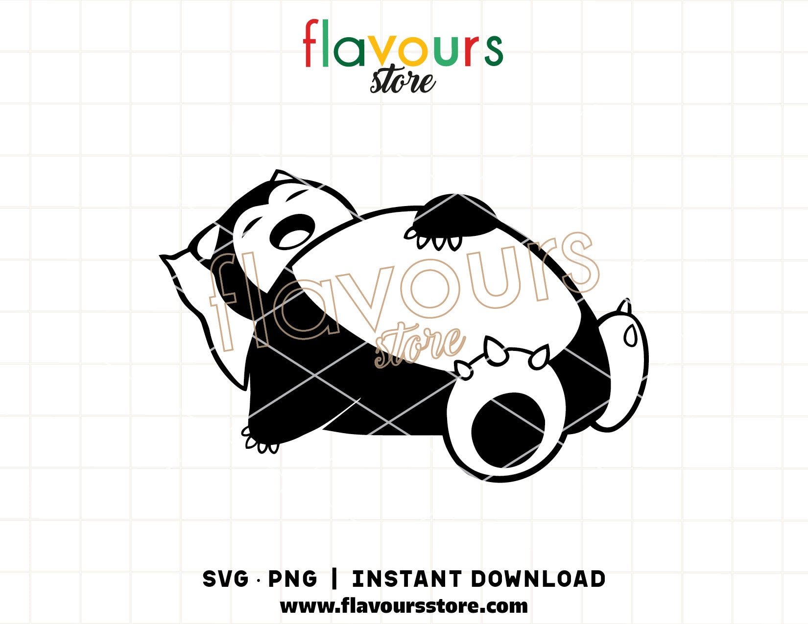 Sleeping Snorlax SVG cut file featuring a cute sleeping Pokémon cartoon design for Cricut and Silhouette projects