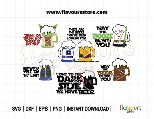 Star Wars Glass Bundle, Beer Mug Svg, Star Wars, Glass Mug SVG, Stars Wars Clipart, Funny Quote, Tshirt Design, Cut File For Cricut