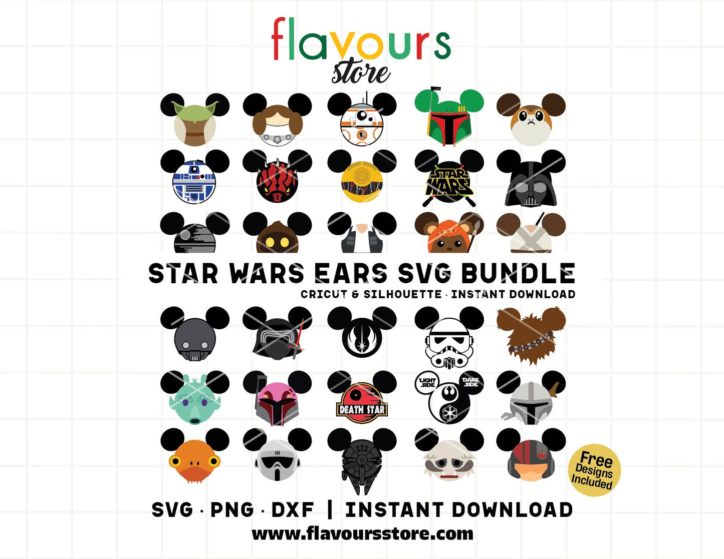 Star Wars ears SVG bundle with mouse ear designs for Cricut and Silhouette