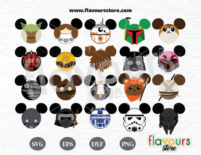 Star Wars Ears Bundle SVG, Mouse Head, Mickey Ears, SVG Cricut