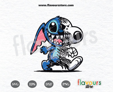 Stitch Snoopy Horror, Halloween SVG Cut File