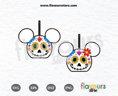 Mickey And Minnie Halloween, Sugar Skull Caramel Apples, SVG Cut File Cricut