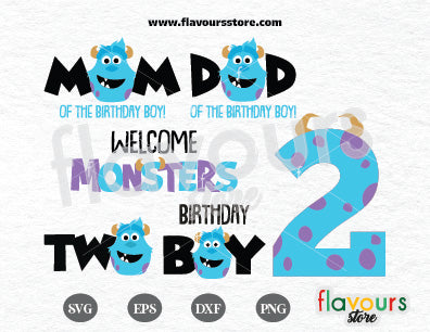 Sulley, Two, Monsters Inc Birthday, Birthday Bundle SVG Cut File