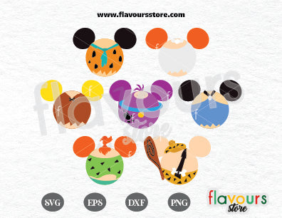 The Flintstone Mickey Ears Bundle, SVG Cut File