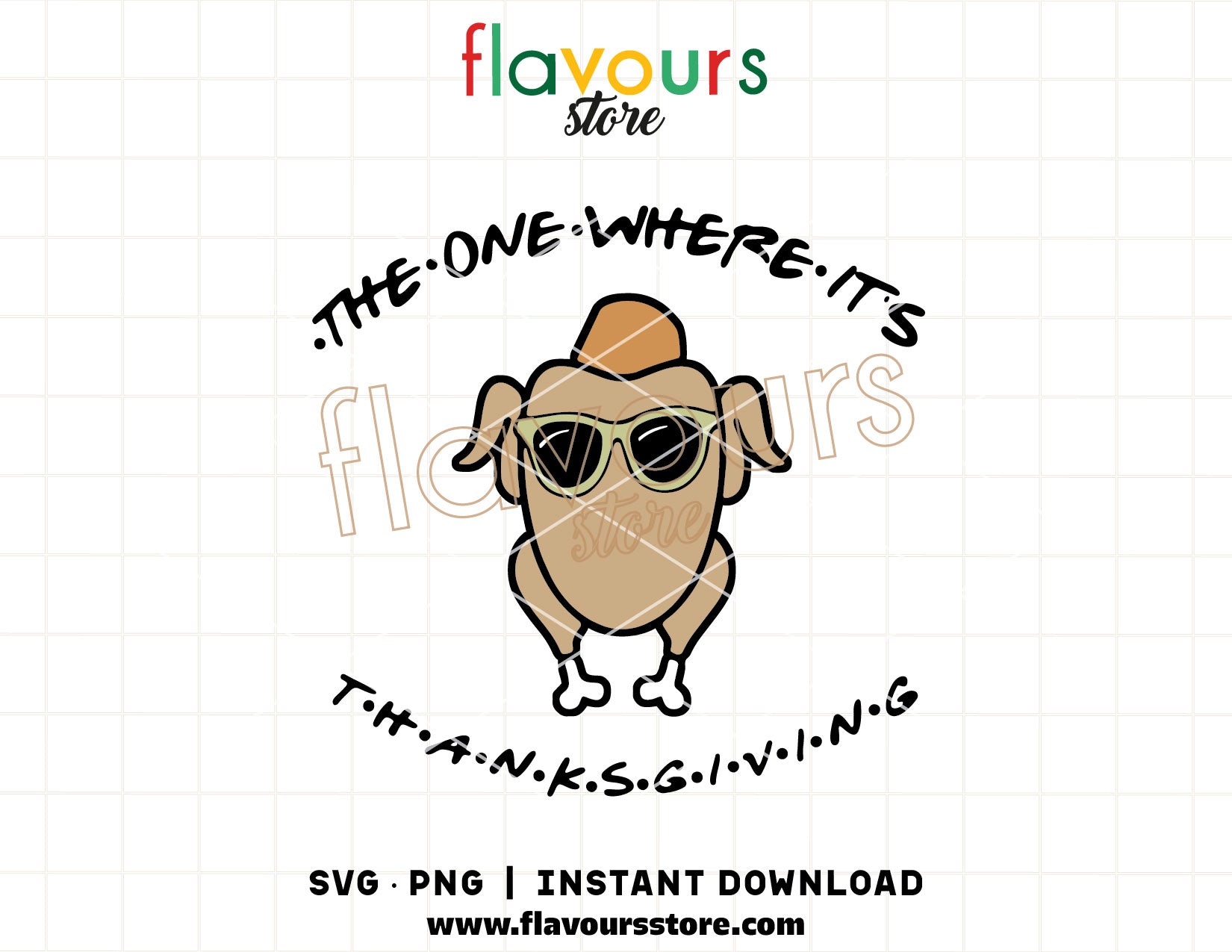 The One Where It’s Thanksgiving SVG and PNG Friends-inspired turkey cut files for Cricut and Silhouette