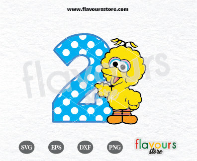 Two, Big Bird Svg, Sesame Street Birthday SVG Cut File