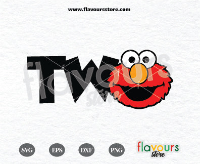 Two, Elmo, 2nd Birthday, Sesame Street Birthday SVG Cut File