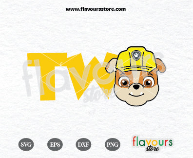 Two, Rubble Paw Patrol, Paw Patrol Birthday svg, Kids cartoon Svg, Paw Patrol Cartoon Svg, Paw Patrol SVG Cut File