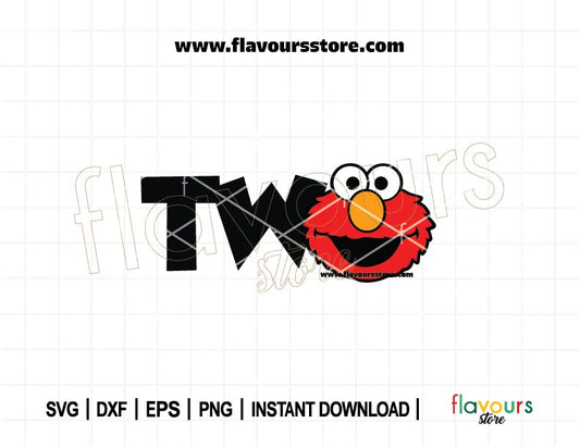 Colorful Elmo 2nd Birthday SVG Bundle for Cricut and Silhouette, ideal for Sesame Street-themed second birthday shirts and party decorations