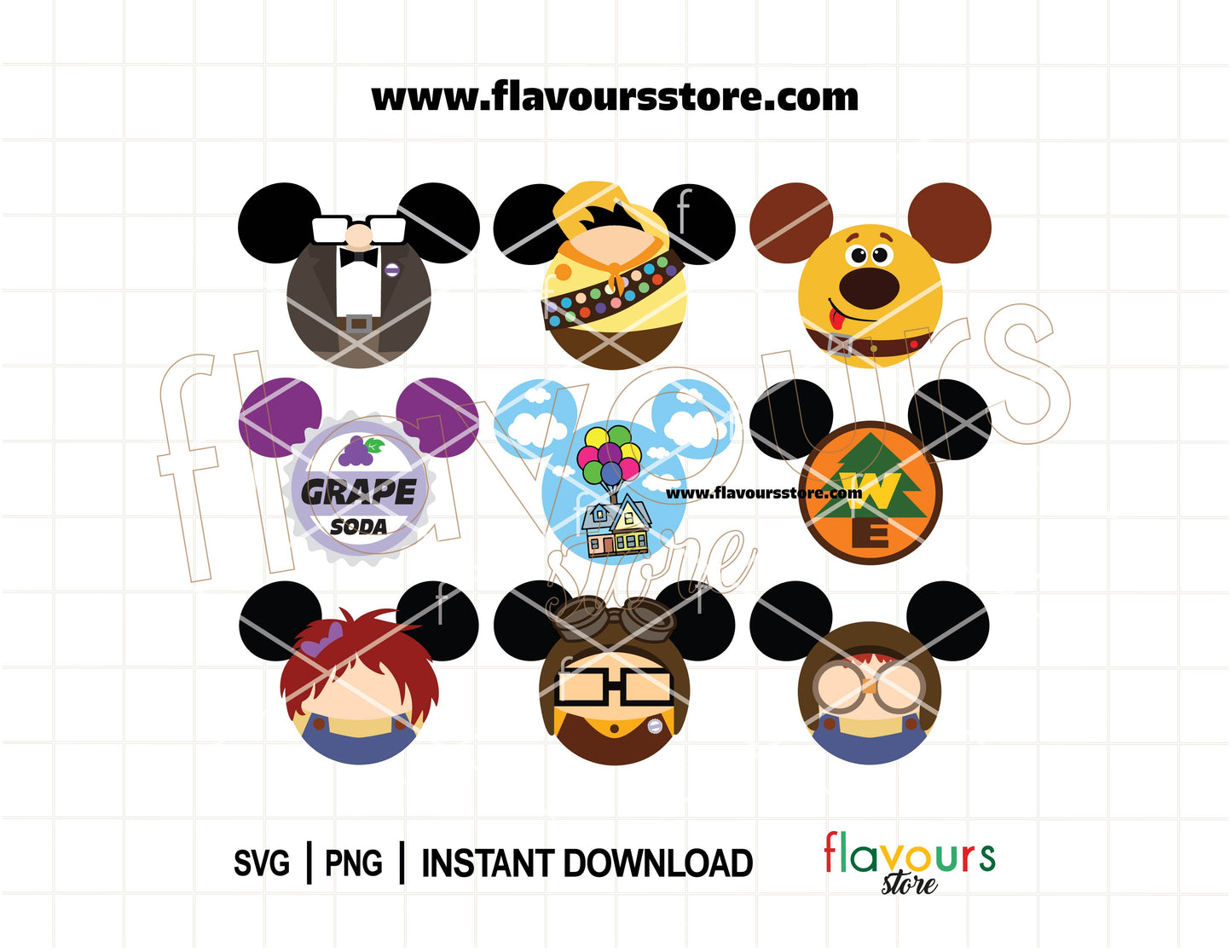 Up mouse ears SVG bundle with Adventure Is Calling theme featuring Carl and Dug inspired designs for Cricut and Silhouette