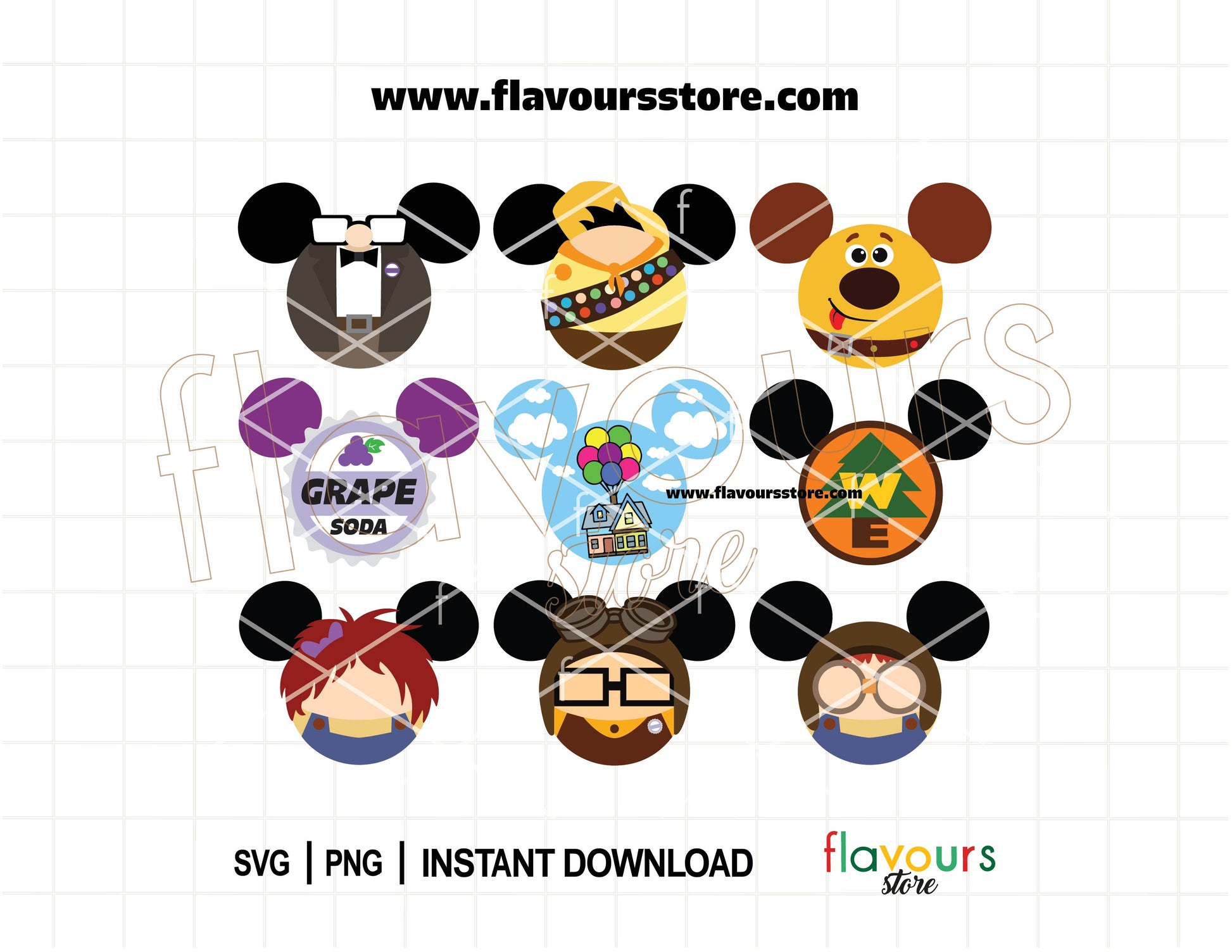 Up mouse ears SVG bundle with Adventure Is Calling theme featuring Carl and Dug inspired designs for Cricut and Silhouette