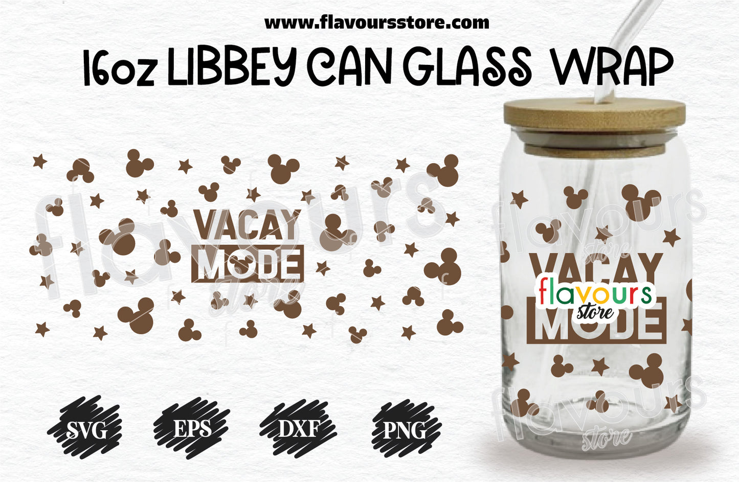 Vacay Mode Ears Svg, 16oz Libbey Can Cup Wrap, Libbey Wrap Svg