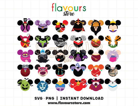 Villains ears SVG bundle with villain-inspired ear designs for Cricut and Silhouette