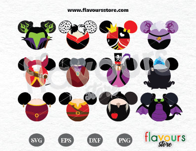 Villains Mickey Ears Bundle SVG Cut Files