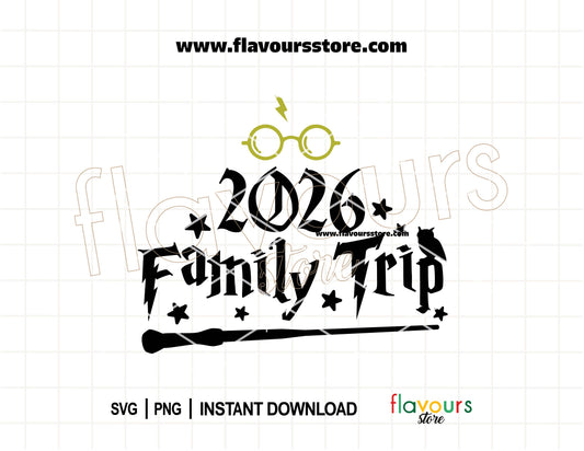 2026 Wizard School Inspired Family Trip SVG for matching vacation shirts and Cricut crafts