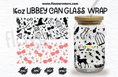 Wizard Can Glass Svg, Wrap LIBBEY 16oz, Harry Potter Libbey Glass Can Svg, Magic Glass Can Wrap Svg