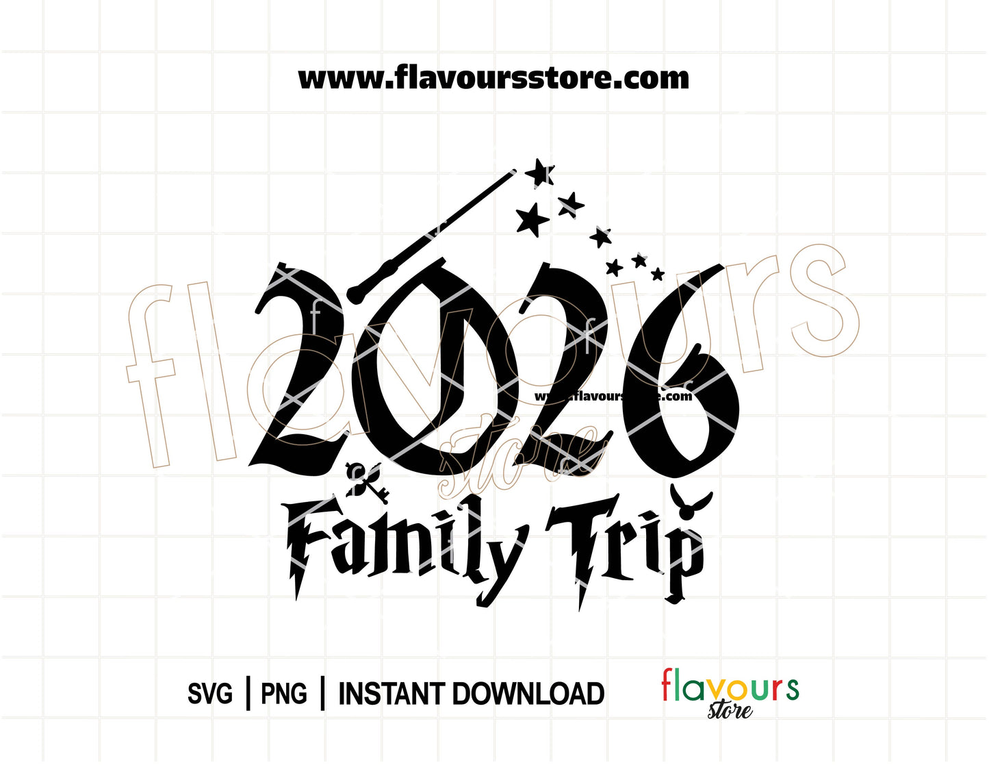 Wizard Wand 2026 Family Trip SVG for matching magical vacation shirts and Cricut crafts