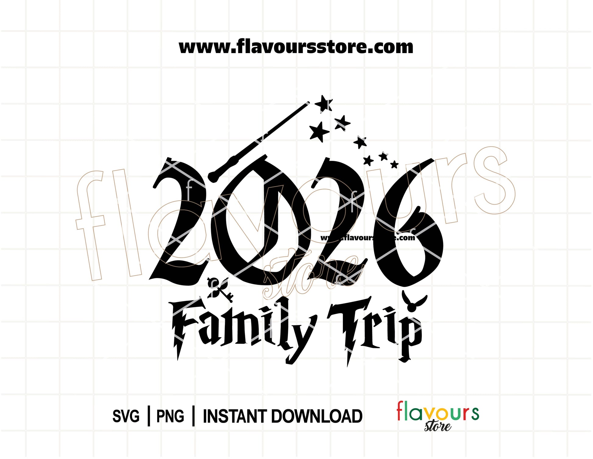 Wizard Wand 2026 Family Trip SVG for matching magical vacation shirts and Cricut crafts