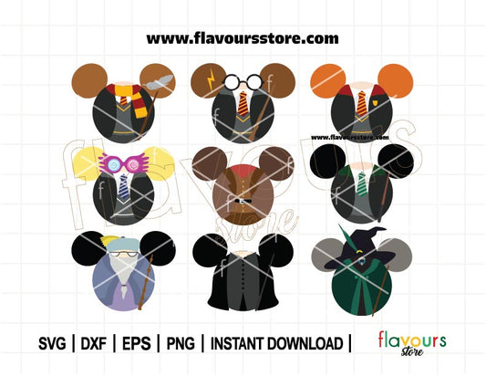 Wizards Ears Bundle SVG, Harry Potter, Mickey Head, Svg Cut File Cricut