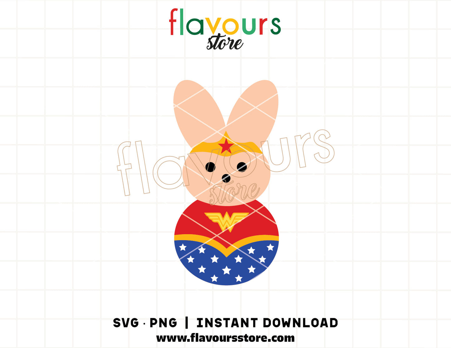 Wonder Woman Easter Peep SVG PNG | Superhero Bunny Cut File for Cricut & Silhouette | Easter Peeps SVG, Girl Power Easter Shirt Desig