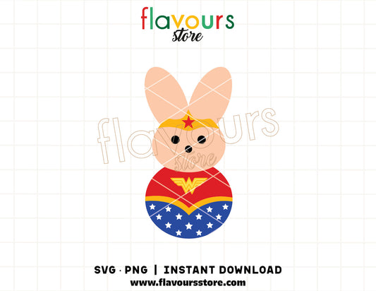 Wonder Woman Easter Peep SVG PNG | Superhero Bunny Cut File for Cricut & Silhouette | Easter Peeps SVG, Girl Power Easter Shirt Desig