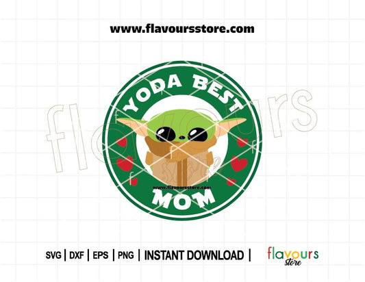 Yoda Best Mom SVG with Starbucks ring design. Ideal for creating Star Wars-inspired Mother’s Day gifts, coffee mugs, and t-shirts. Compatible with Cricut and Silhouette.