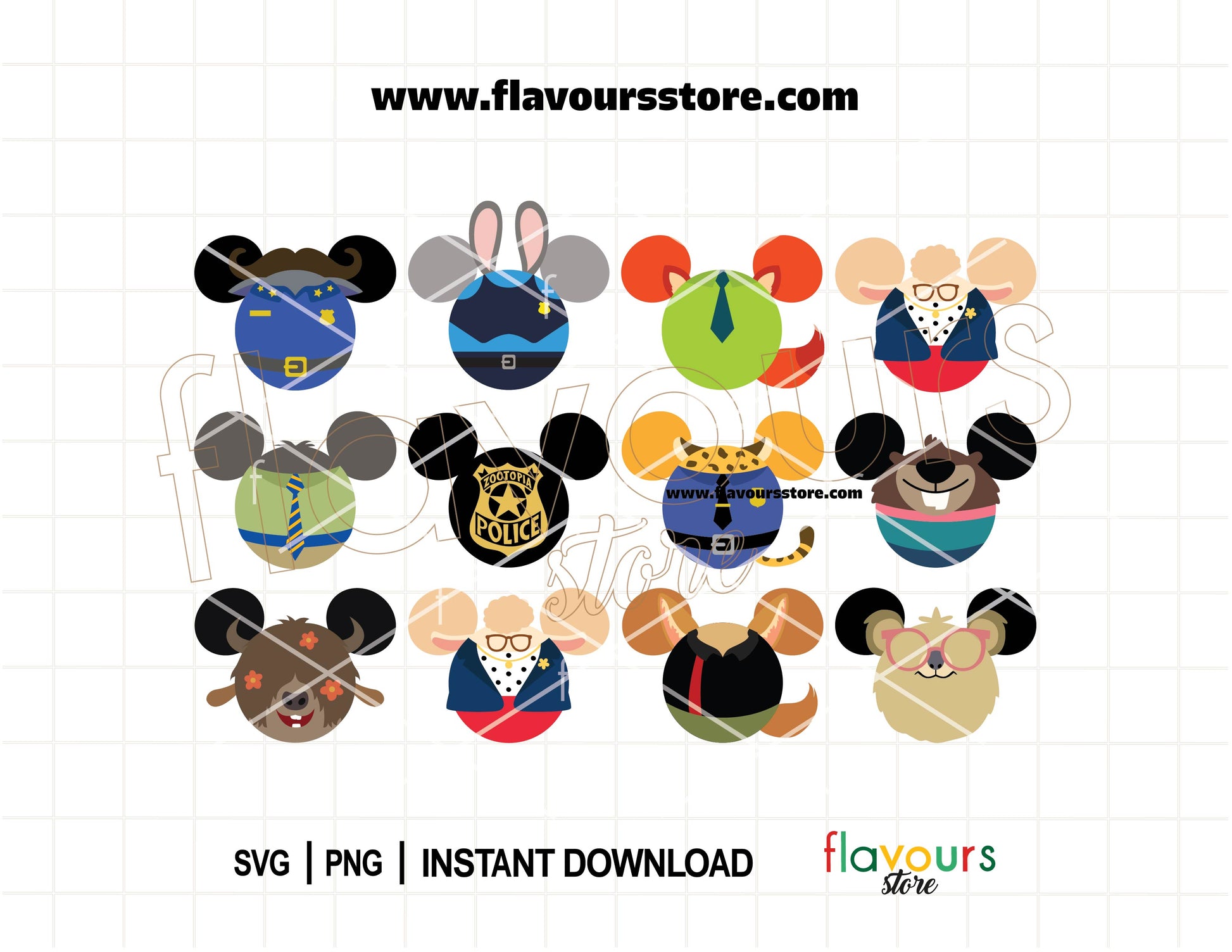 Zootopia mouse ears SVG bundle featuring Judy Hopps and Nick Wilde inspired designs for Cricut and Silhouette