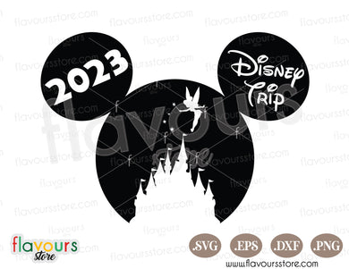 2023 Disney Trip, Mickey Ears Disney Castle SVG Cut Files