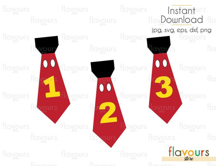 Mickey Mouse Tie - Birthday Party - Cuttable Design Files (Svg, Eps, Dxf, Png, Jpg) For Silhouette and Cricut - FlavoursStore