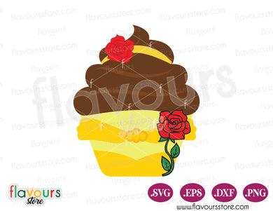 Belle Cupcake, Beauty and the Beast, Disney Princess Cupcakes SVG Cut File