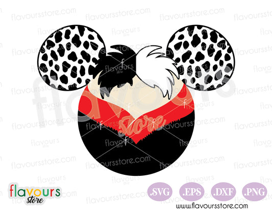 Cruella Villains Mickey Ears SVG