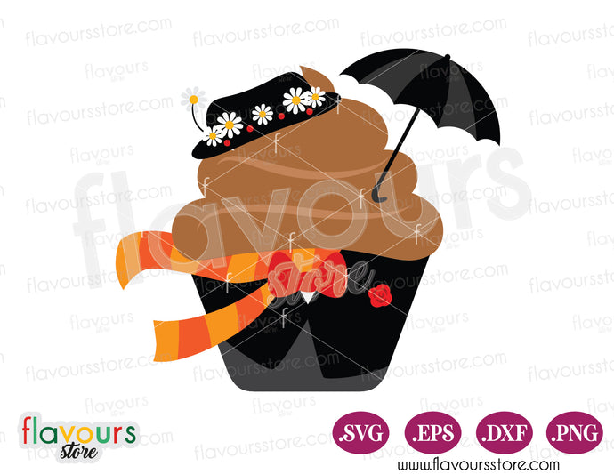 Mary Poppins Cupcake, Mary Poppins Inspired SVG Cut File