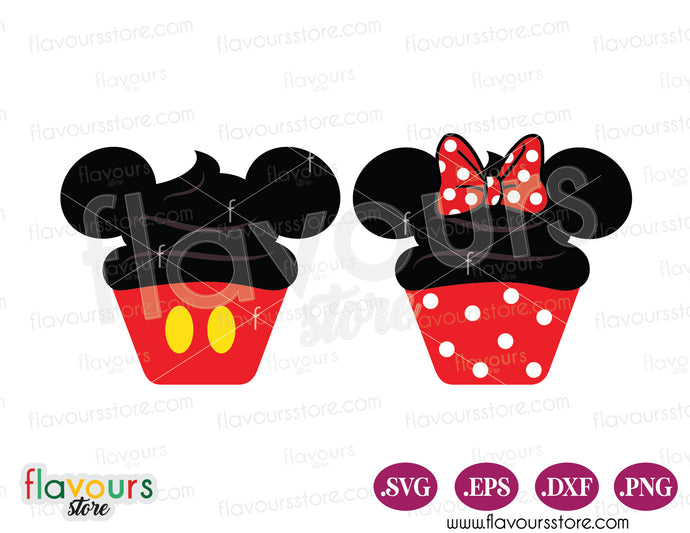 Mickey And Minnie Cupcake, Disney Cupcakes SVG Cut File