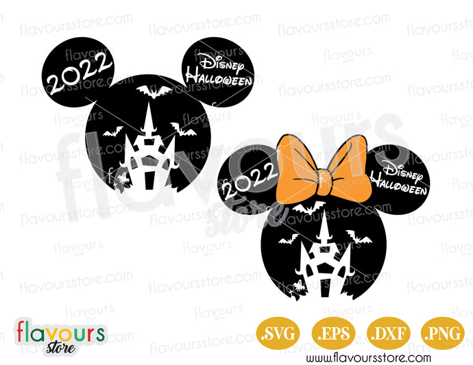 Mickey Minnie Ears Halloween Castle SVG Vector