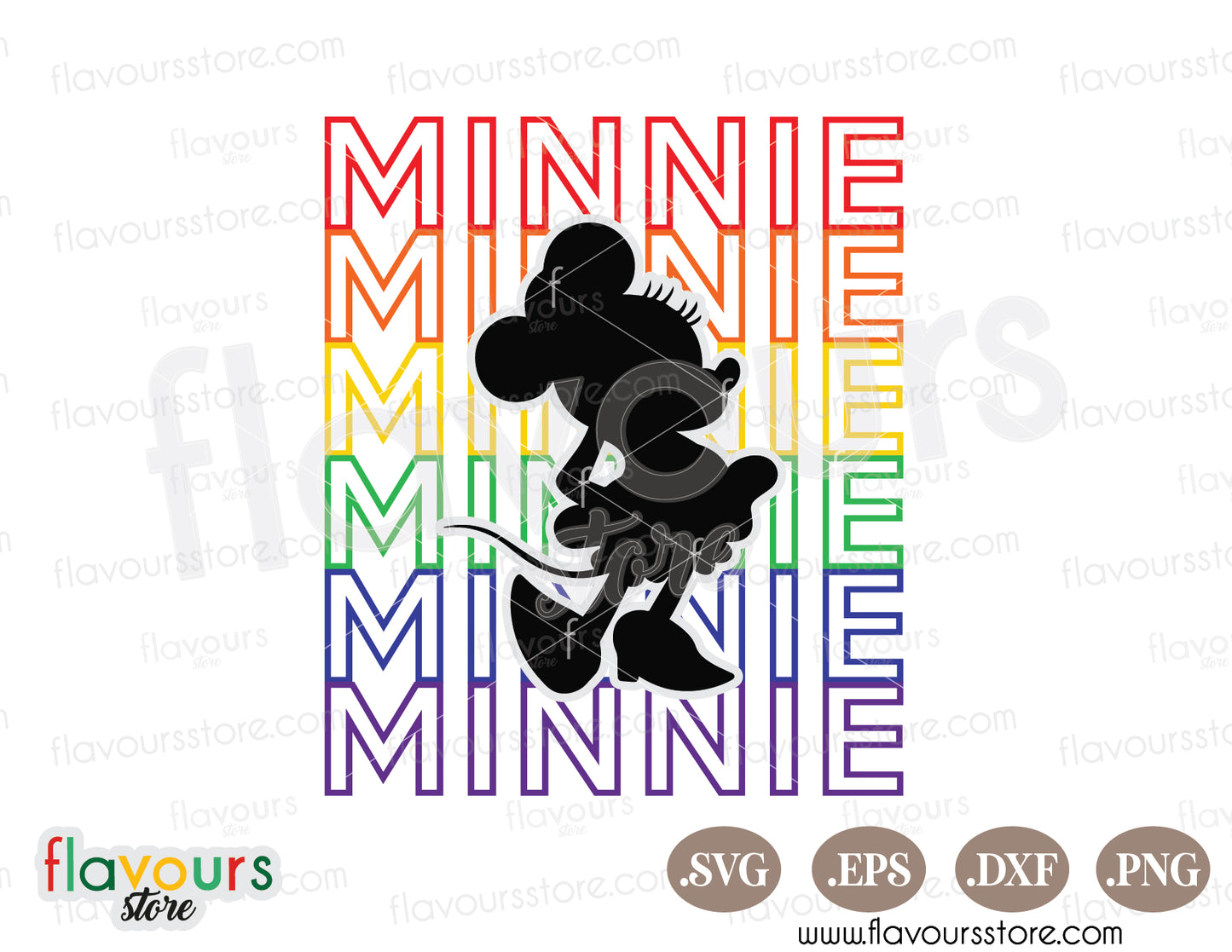 Minnie Mouse Silhouette Rainbow SVG PNG