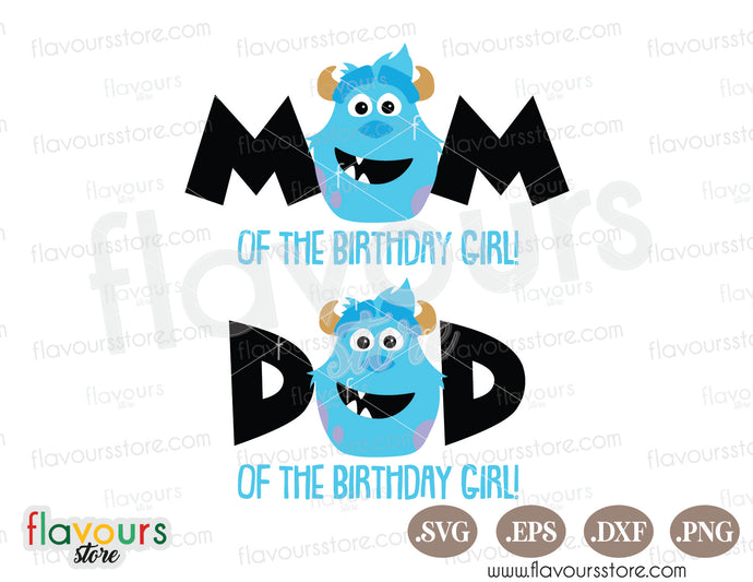 Mom and Dad of the Birthday Girl - Sulley Monster Inc - Instant Download - SVG FILES