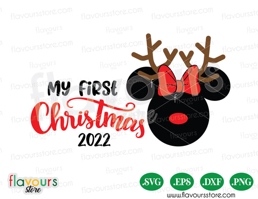 First Christmas Minnie Reindeer SVG Vector