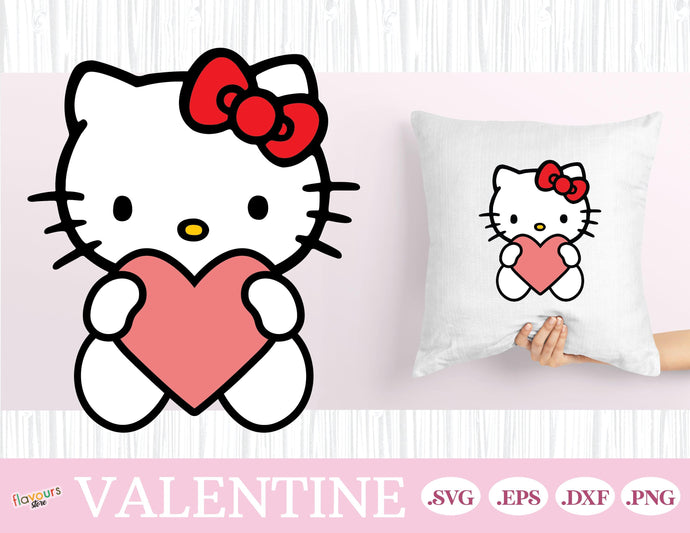 Hello Kitty Hugs Heart - SVG Cut File - FlavoursStore