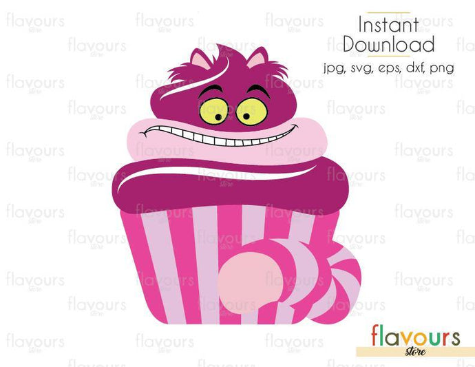 Cheshire Cat Cupcake - Alice in Wonderland - SVG Cut File - FlavoursStore