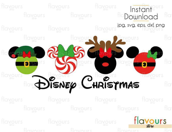Disney Christmas - Minnie Elf Peppermint Reindeer and Santa - SVG Cut File - FlavoursStore