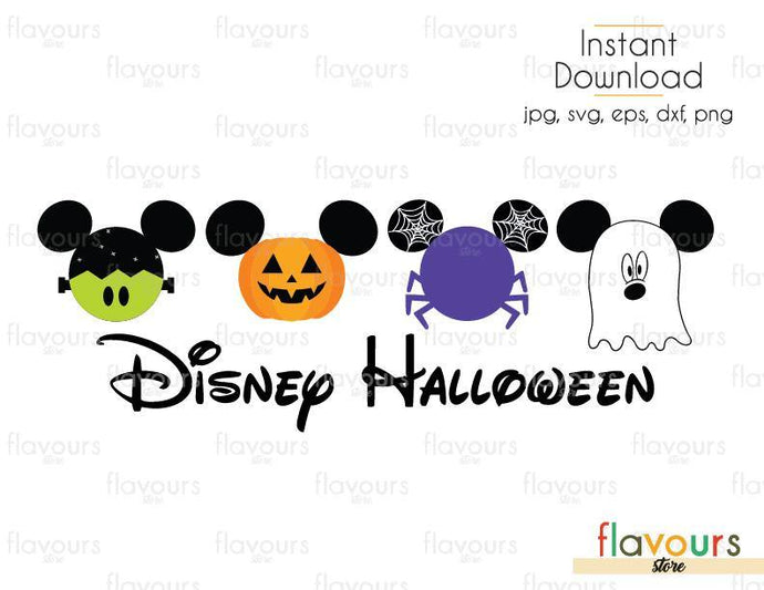 Disney Halloween Mickey Frankenstein Pumpkin Spider Ghost - SVG Cut File - FlavoursStore