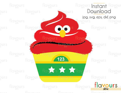 Elmo Cupcake - Sesame Street - SVG Cut File - FlavoursStore