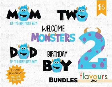 Sulley - Two - Monsters Inc - Birthday Bundle - SVG Cut File - FlavoursStore