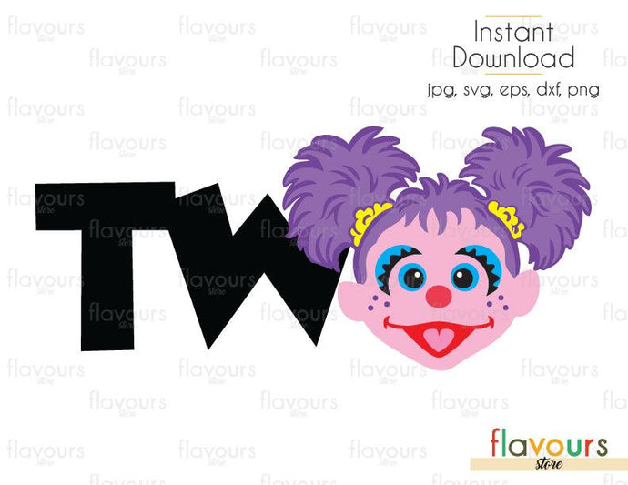 Two - Abby - Sesame Street - Cuttable Design Files (Svg, Eps, Dxf, Png, Jpg) For Silhouette and Cricut - FlavoursStore