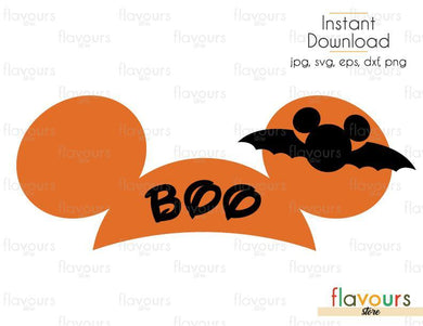 BOO Mickey Ears - Cuttable Design Files (Svg, Eps, Dxf, Png, Jpg) For Silhouette and Cricut - FlavoursStore